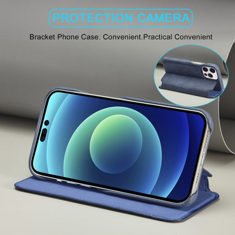 For iPhone 14 LC.IMEEKE Hon Ancient Series Flip Leather Phone Case (Blue) - HoMEdemic™ 