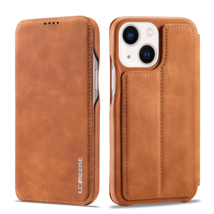For iPhone 14 LC.IMEEKE Hon Ancient Series Flip Leather Phone Case (Brown) - HoMEdemic™ 