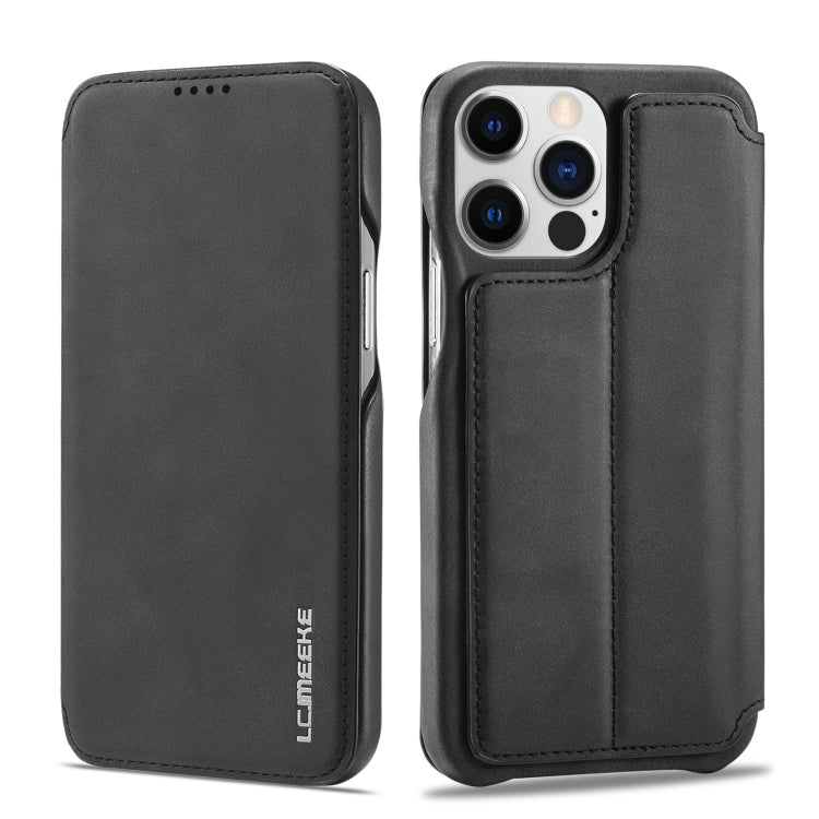 For iPhone 14 Pro LC.IMEEKE Hon Ancient Series Flip Leather Phone Case(Black) - HoMEdemic™ 