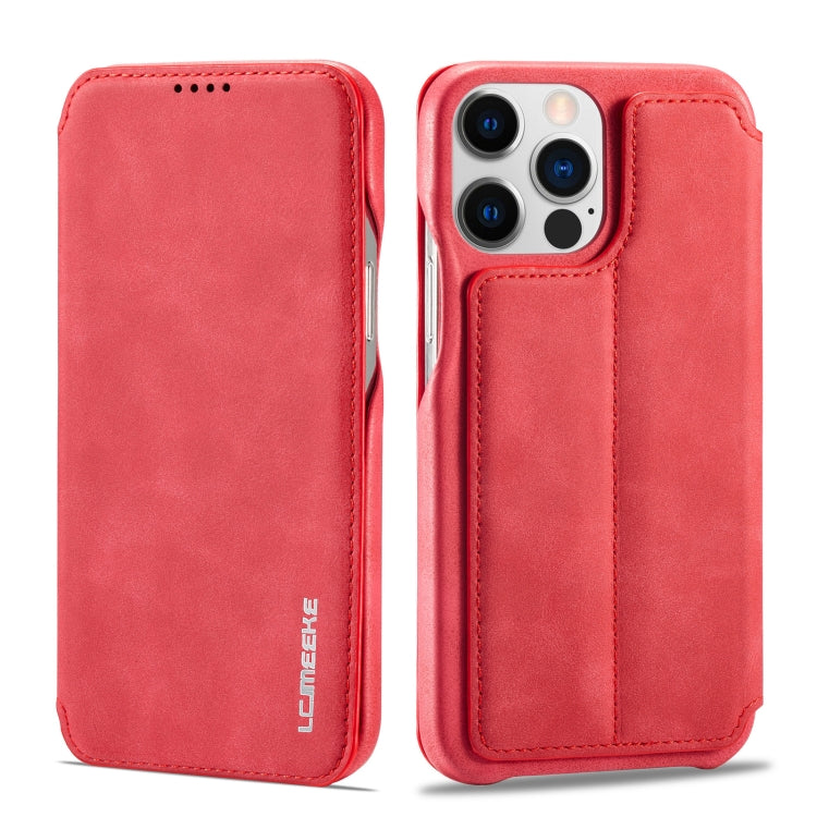 For iPhone 14 Pro LC.IMEEKE Hon Ancient Series Flip Leather Phone Case(Red) - HoMEdemic™ 