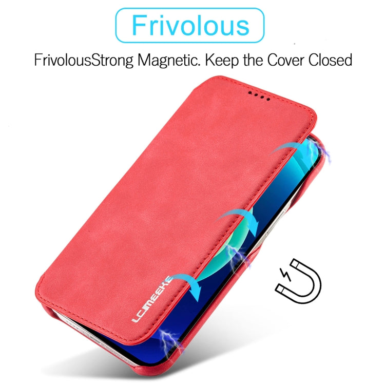 For iPhone 14 Pro LC.IMEEKE Hon Ancient Series Flip Leather Phone Case(Red) - HoMEdemic™ 