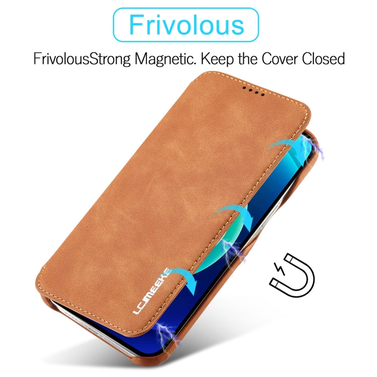 For iPhone 14 Pro LC.IMEEKE Hon Ancient Series Flip Leather Phone Case(Brown) - HoMEdemic™ 
