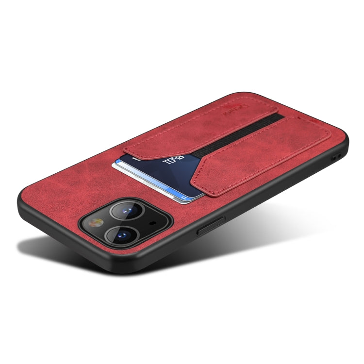 For iPhone 13 mini Denior Elastic Card Slot PU + TPU Phone Case (Red) - HoMEdemic™ 