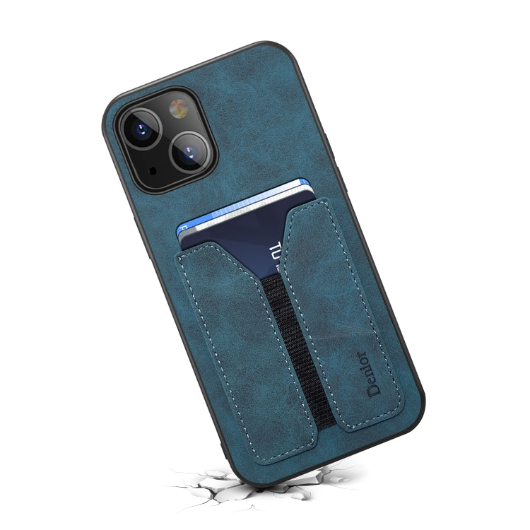 For iPhone 13 Denior Elastic Card Slot PU + TPU Phone Case(Blue) - HoMEdemic™ 