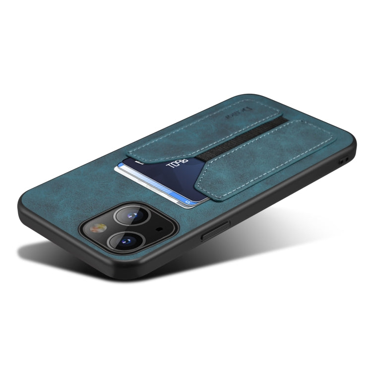 For iPhone 13 Denior Elastic Card Slot PU + TPU Phone Case(Blue) - HoMEdemic™ 