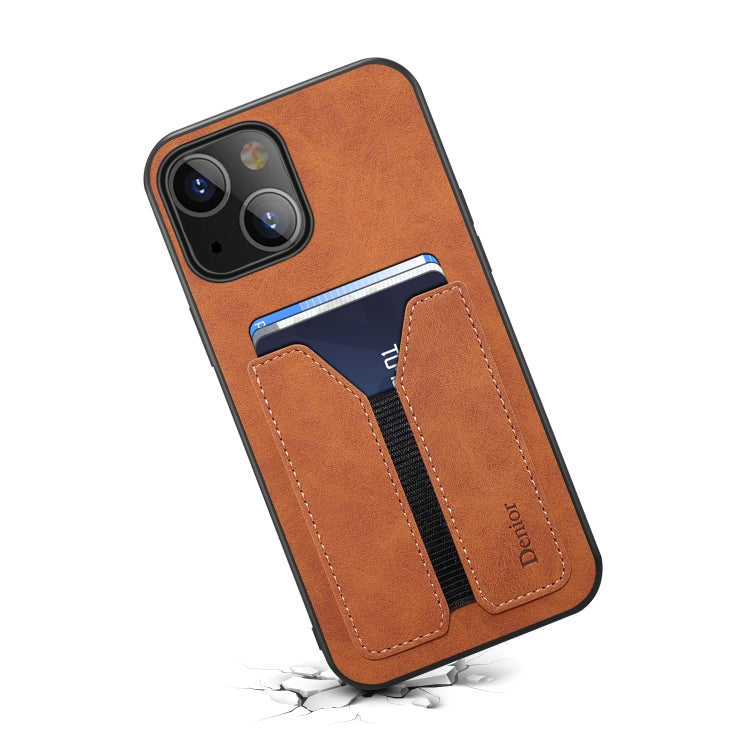 For iPhone 13 Denior Elastic Card Slot PU + TPU Phone Case(Brown) - HoMEdemic™ 