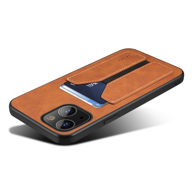 For iPhone 13 Denior Elastic Card Slot PU + TPU Phone Case(Brown) - HoMEdemic™ 