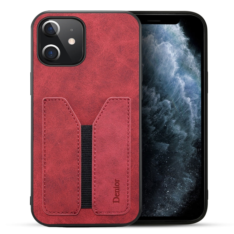 For iPhone 12 Denior Elastic Card Slot PU + TPU Phone Case(Red) - HoMEdemic™ 