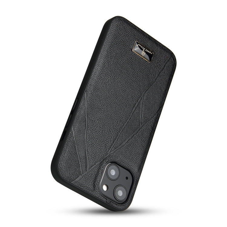 For iPhone 14 Fierre Shann Leather Texture Phone Back Cover Case (Ox Tendon Black) - HoMEdemic™ 