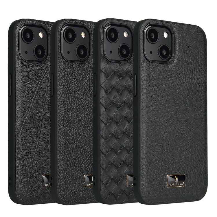 For iPhone 14 Fierre Shann Leather Texture Phone Back Cover Case (Ox Tendon Black) - HoMEdemic™ 