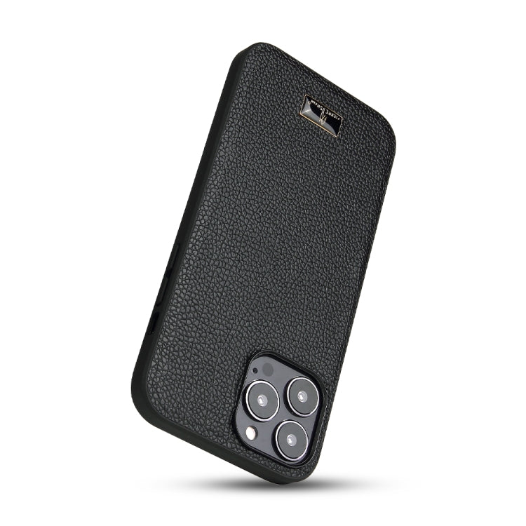 For iPhone 14 Pro Fierre Shann Leather Texture Phone Back Cover Case(Lychee Black) - HoMEdemic™ 