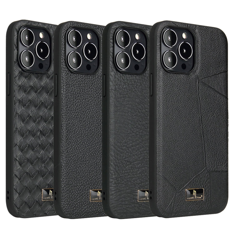 For iPhone 14 Pro Fierre Shann Leather Texture Phone Back Cover Case(Lychee Black) - HoMEdemic™ 