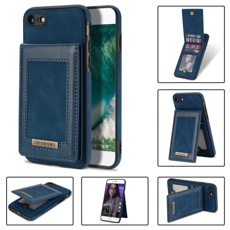 For iPhone SE 2022 / SE 2020 / 8 / 7 N.BEKUS Vertical Flip Card Slot RFID Phone Case(Blue) - HoMEdemic™ 