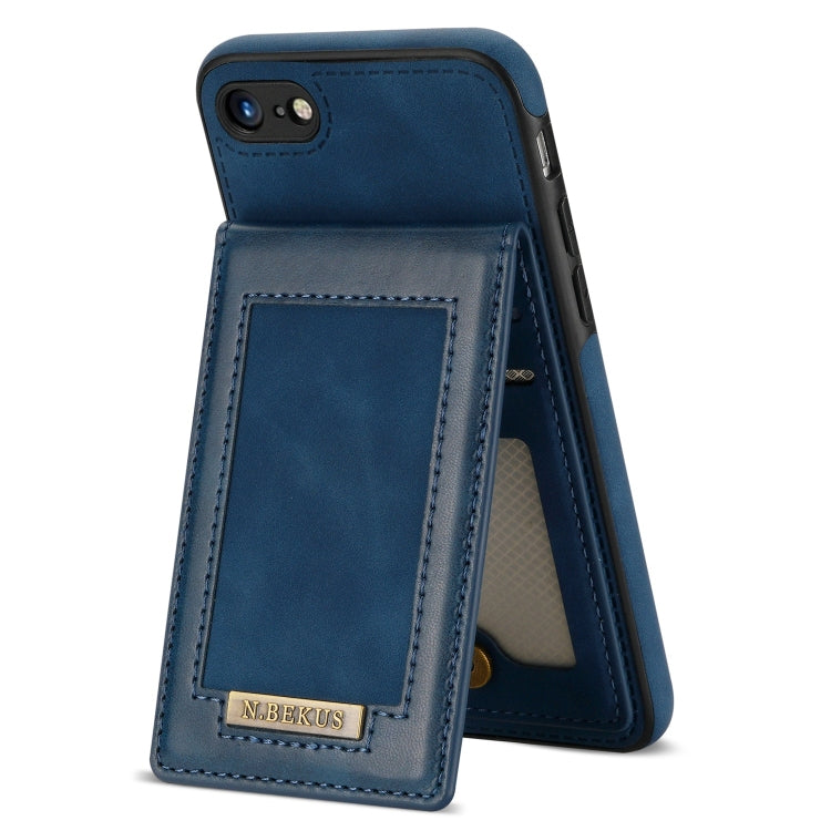 For iPhone SE 2022 / SE 2020 / 8 / 7 N.BEKUS Vertical Flip Card Slot RFID Phone Case(Blue) - HoMEdemic™ 