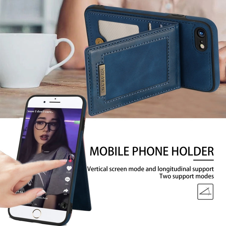 For iPhone SE 2022 / SE 2020 / 8 / 7 N.BEKUS Vertical Flip Card Slot RFID Phone Case(Blue) - HoMEdemic™ 