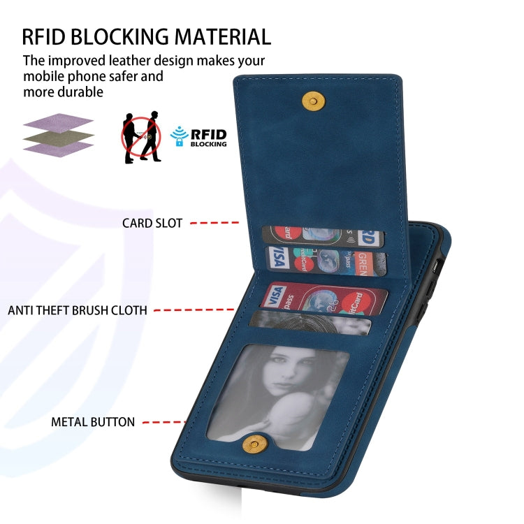 For iPhone SE 2022 / SE 2020 / 8 / 7 N.BEKUS Vertical Flip Card Slot RFID Phone Case(Blue) - HoMEdemic™ 