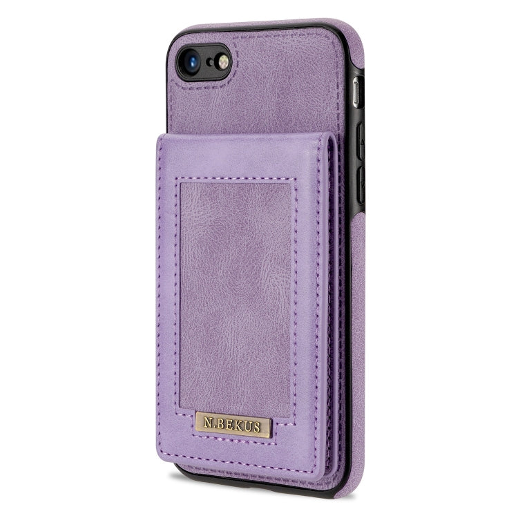 For iPhone SE 2022 / SE 2020 / 8 / 7 N.BEKUS Vertical Flip Card Slot RFID Phone Case(Purple) - HoMEdemic™ 
