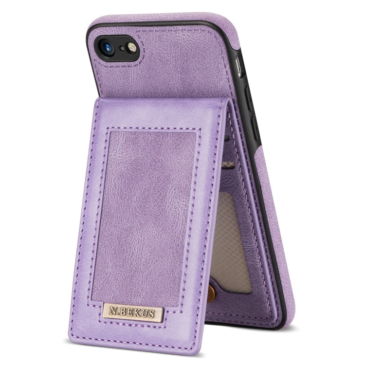 For iPhone SE 2022 / SE 2020 / 8 / 7 N.BEKUS Vertical Flip Card Slot RFID Phone Case(Purple) - HoMEdemic™ 