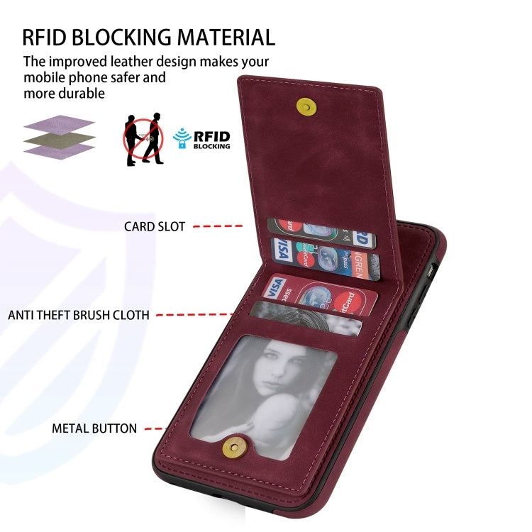 For iPhone SE 2022 / SE 2020 / 8 / 7 N.BEKUS Vertical Flip Card Slot RFID Phone Case(Wine Red) - HoMEdemic™ 