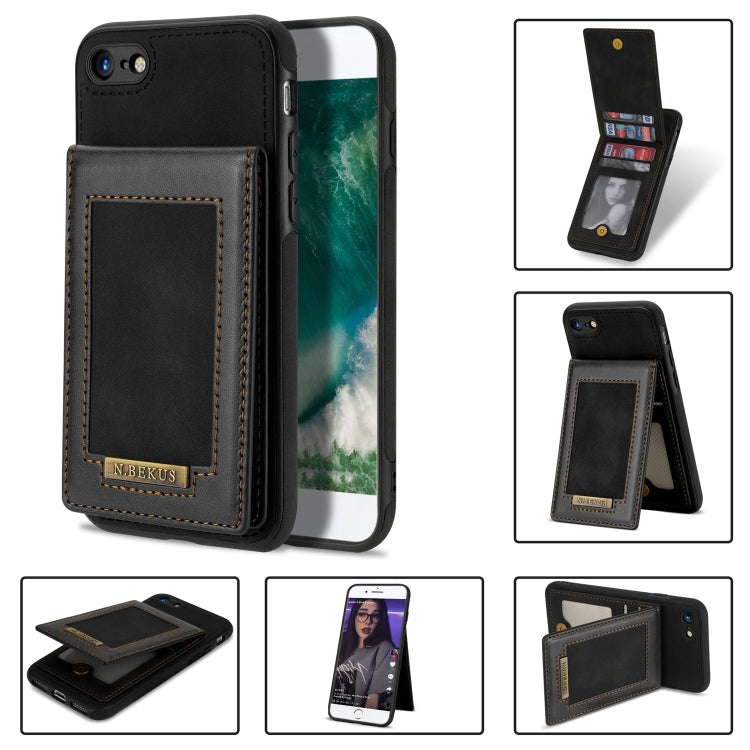For iPhone SE 2022 / SE 2020 / 8 / 7 N.BEKUS Vertical Flip Card Slot RFID Phone Case(Black) - HoMEdemic™ 