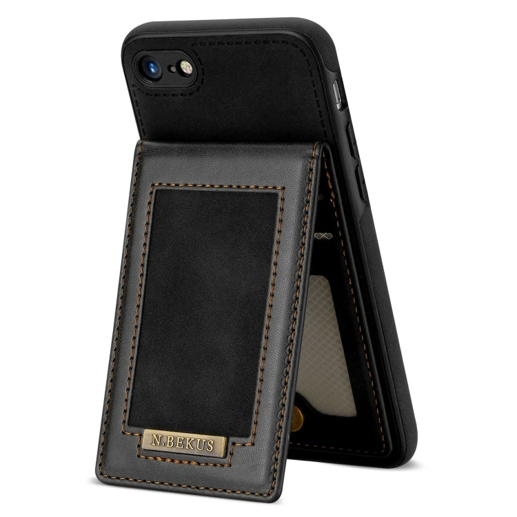 For iPhone SE 2022 / SE 2020 / 8 / 7 N.BEKUS Vertical Flip Card Slot RFID Phone Case(Black) - HoMEdemic™ 