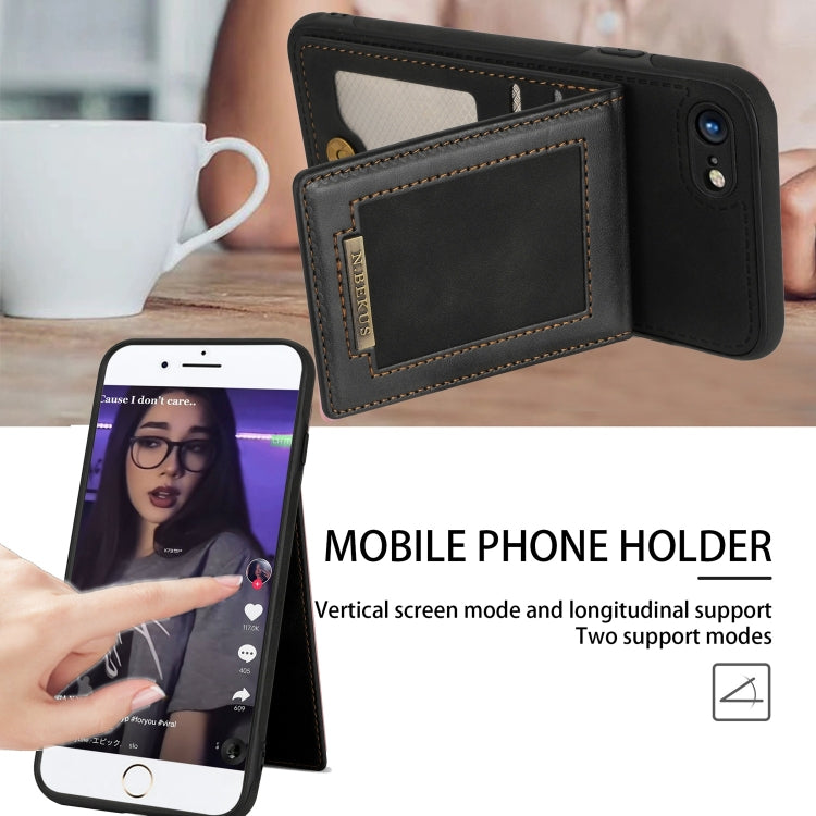 For iPhone SE 2022 / SE 2020 / 8 / 7 N.BEKUS Vertical Flip Card Slot RFID Phone Case(Black) - HoMEdemic™ 