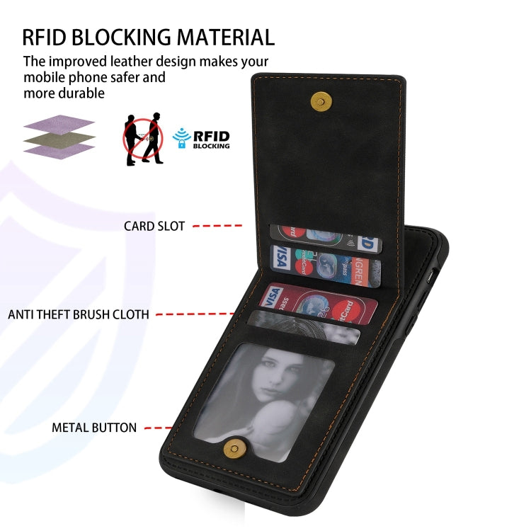 For iPhone SE 2022 / SE 2020 / 8 / 7 N.BEKUS Vertical Flip Card Slot RFID Phone Case(Black) - HoMEdemic™ 