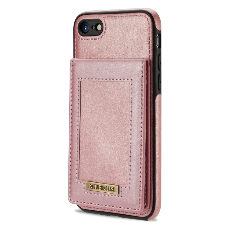 For iPhone SE 2022 / SE 2020 / 8 / 7 N.BEKUS Vertical Flip Card Slot RFID Phone Case(Rose Gold) - HoMEdemic™ 