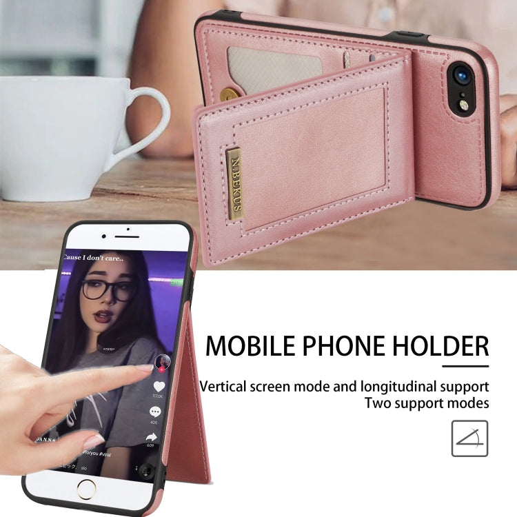 For iPhone SE 2022 / SE 2020 / 8 / 7 N.BEKUS Vertical Flip Card Slot RFID Phone Case(Rose Gold) - HoMEdemic™ 