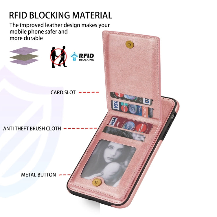 For iPhone SE 2022 / SE 2020 / 8 / 7 N.BEKUS Vertical Flip Card Slot RFID Phone Case(Rose Gold) - HoMEdemic™ 