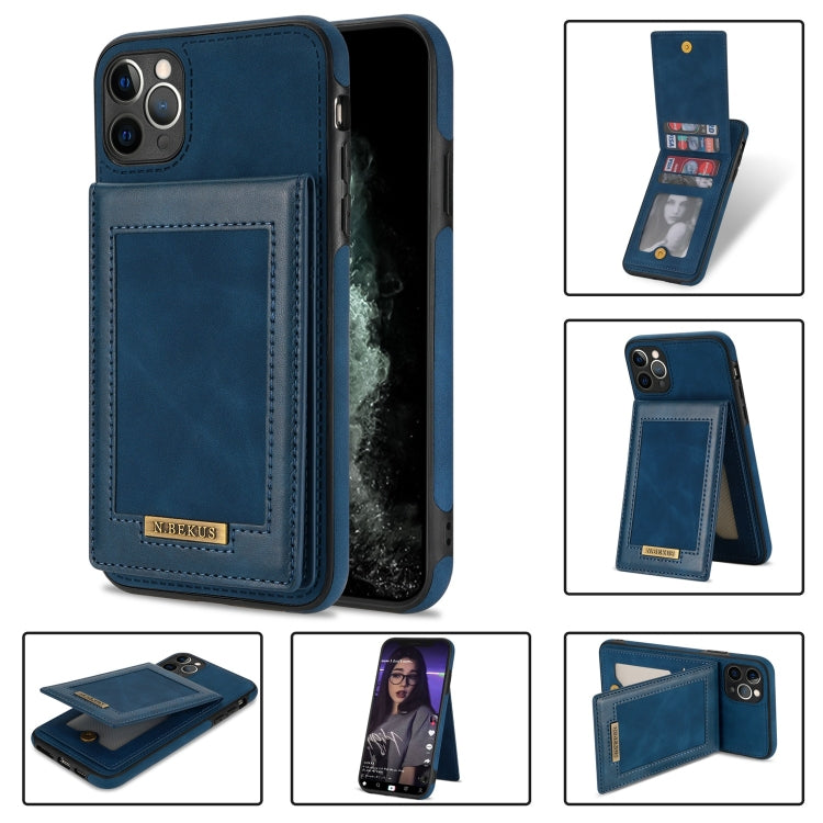 For iPhone 11 Pro Max N.BEKUS Vertical Flip Card Slot RFID Phone Case (Blue) - HoMEdemic™ 