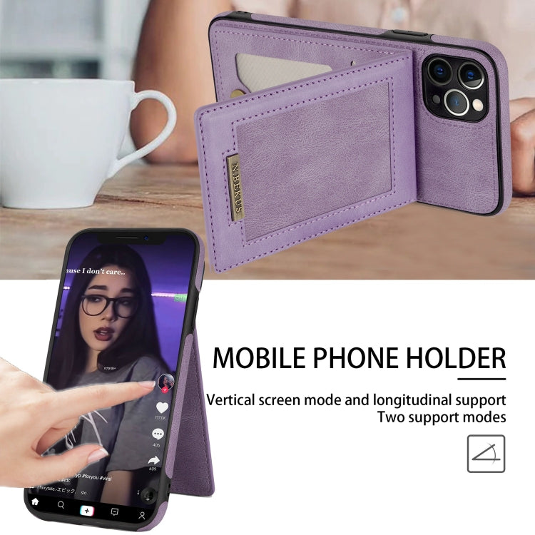 For iPhone 11 Pro Max N.BEKUS Vertical Flip Card Slot RFID Phone Case (Purple) - HoMEdemic™ 