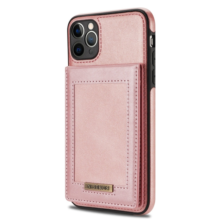 For iPhone 11 Pro Max N.BEKUS Vertical Flip Card Slot RFID Phone Case (Rose Gold) - HoMEdemic™ 