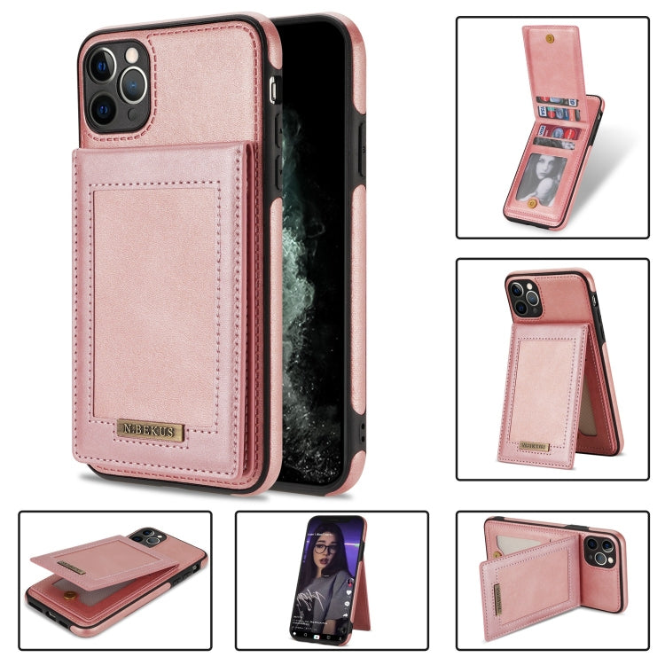 For iPhone 11 Pro N.BEKUS Vertical Flip Card Slot RFID Phone Case (Rose Gold) - HoMEdemic™ 