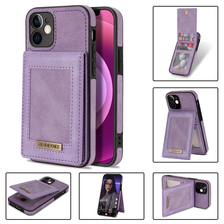 For iPhone 12 mini N.BEKUS Vertical Flip Card Slot RFID Phone Case (Purple) - HoMEdemic™ 
