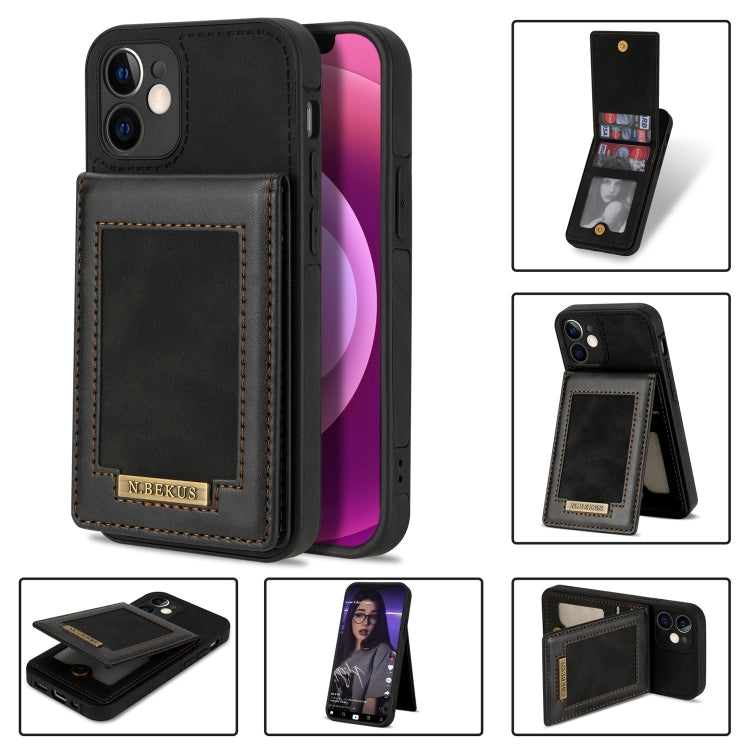 For iPhone 12 mini N.BEKUS Vertical Flip Card Slot RFID Phone Case (Black) - HoMEdemic™ 