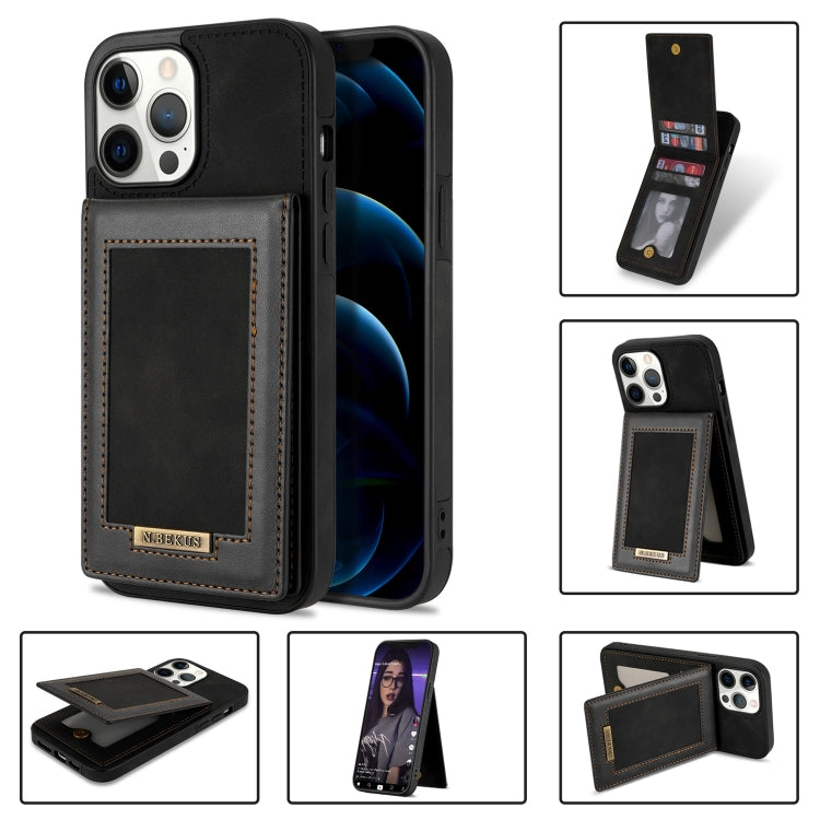 For iPhone 12 Pro Max N.BEKUS Vertical Flip Card Slot RFID Phone Case(Black) - HoMEdemic™ 