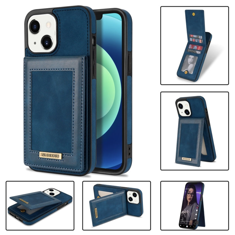 For iPhone 13 mini N.BEKUS Vertical Flip Card Slot RFID Phone Case (Blue) - HoMEdemic™ 