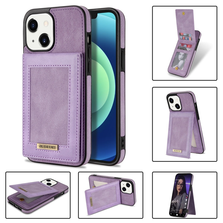 For iPhone 13 mini N.BEKUS Vertical Flip Card Slot RFID Phone Case (Purple) - HoMEdemic™ 