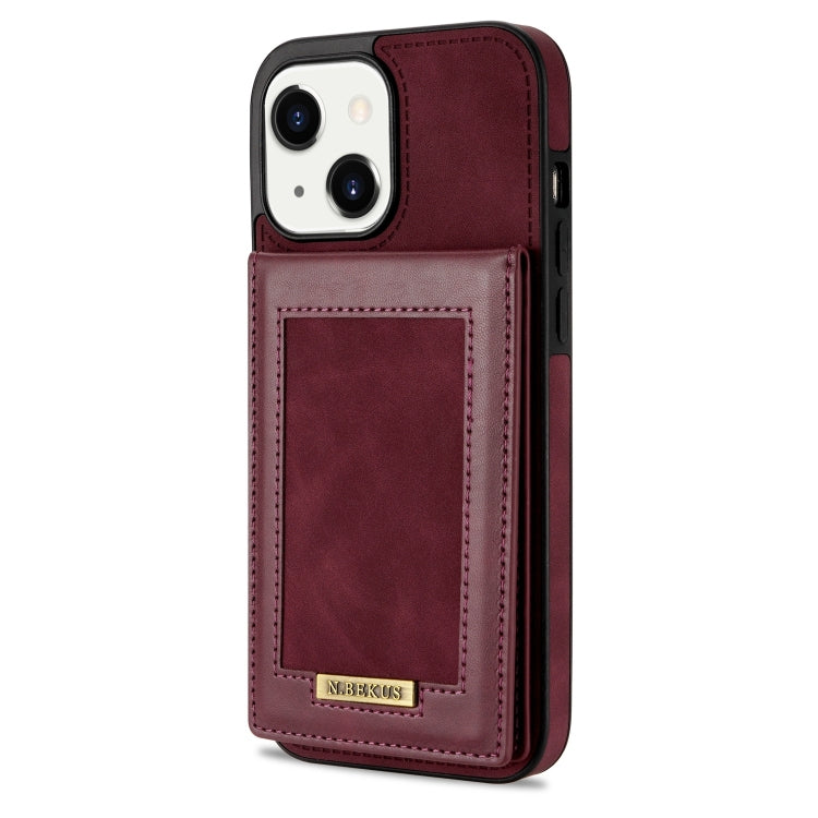 For iPhone 13 mini N.BEKUS Vertical Flip Card Slot RFID Phone Case (Wine Red) - HoMEdemic™ 