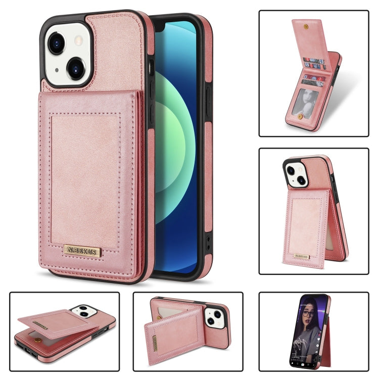 For iPhone 13 mini N.BEKUS Vertical Flip Card Slot RFID Phone Case (Rose Gold) - HoMEdemic™ 