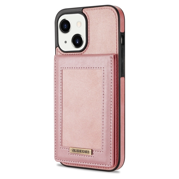For iPhone 13 mini N.BEKUS Vertical Flip Card Slot RFID Phone Case (Rose Gold) - HoMEdemic™ 