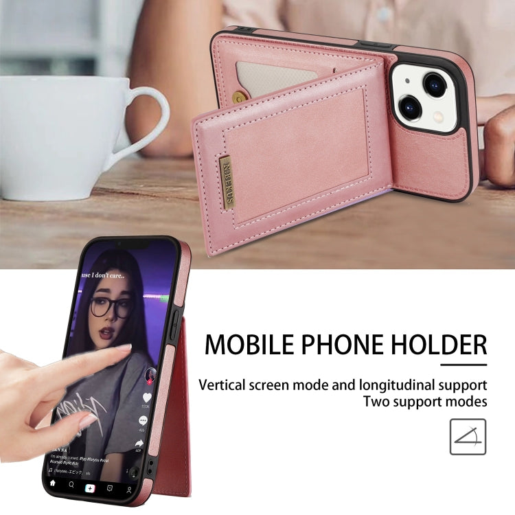 For iPhone 13 mini N.BEKUS Vertical Flip Card Slot RFID Phone Case (Rose Gold) - HoMEdemic™ 