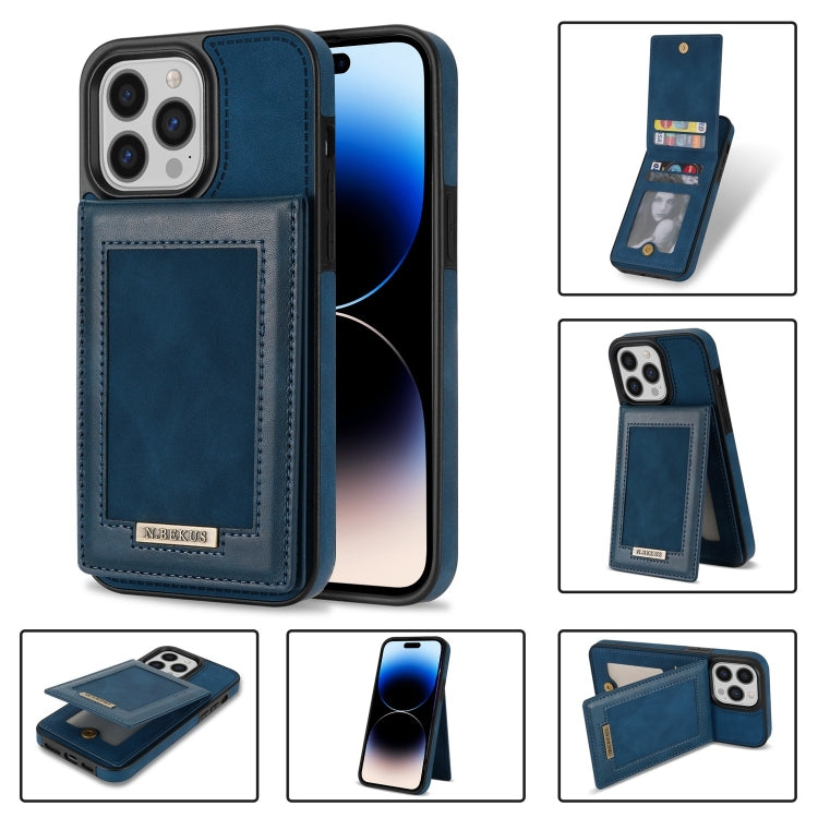 For iPhone 14 Pro N.BEKUS Vertical Flip Card Slot RFID Phone Case(Blue) - HoMEdemic™ 