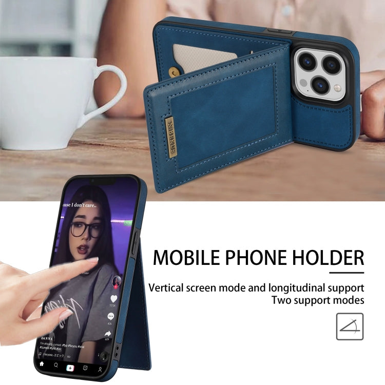 For iPhone 14 Pro N.BEKUS Vertical Flip Card Slot RFID Phone Case(Blue) - HoMEdemic™ 
