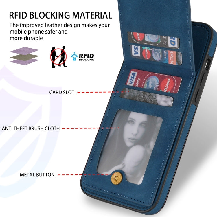 For iPhone 14 Pro N.BEKUS Vertical Flip Card Slot RFID Phone Case(Blue) - HoMEdemic™ 