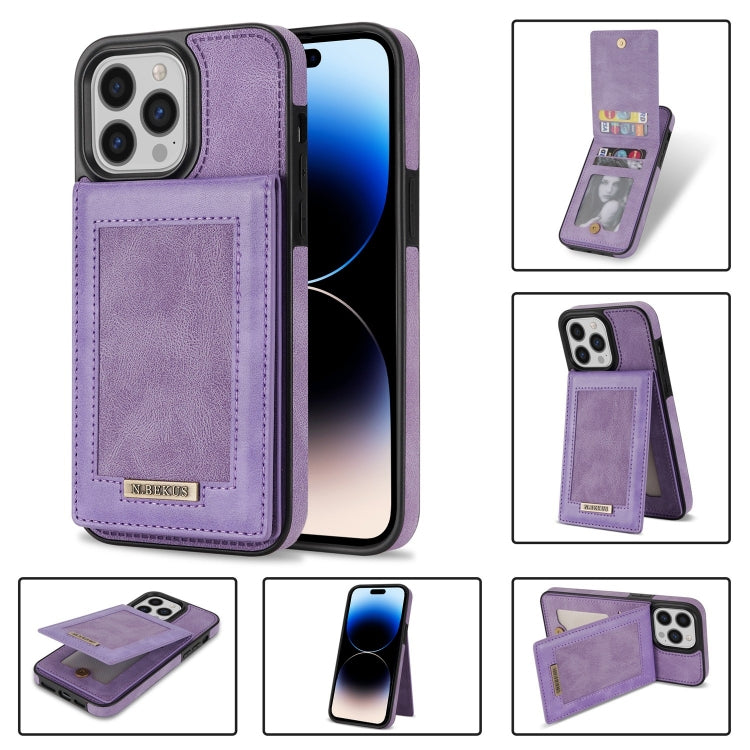 For iPhone 14 Pro N.BEKUS Vertical Flip Card Slot RFID Phone Case(Purple) - HoMEdemic™ 