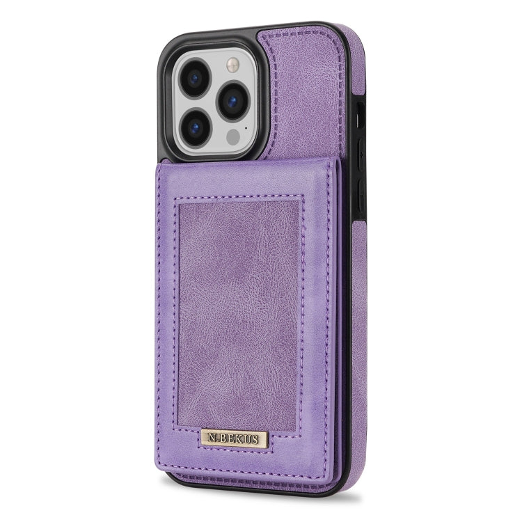 For iPhone 14 Pro N.BEKUS Vertical Flip Card Slot RFID Phone Case(Purple) - HoMEdemic™ 