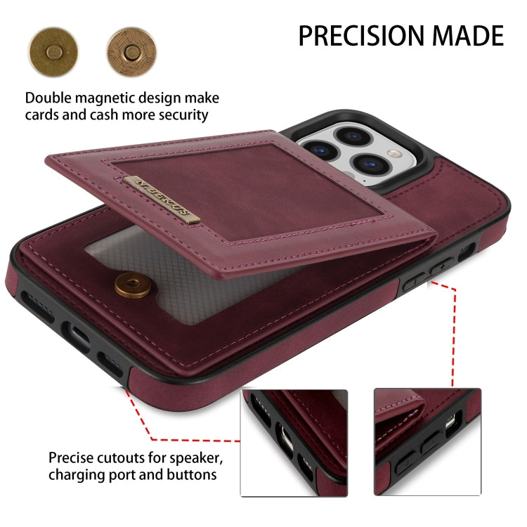 For iPhone 14 Pro N.BEKUS Vertical Flip Card Slot RFID Phone Case(Wine Red) - HoMEdemic™ 