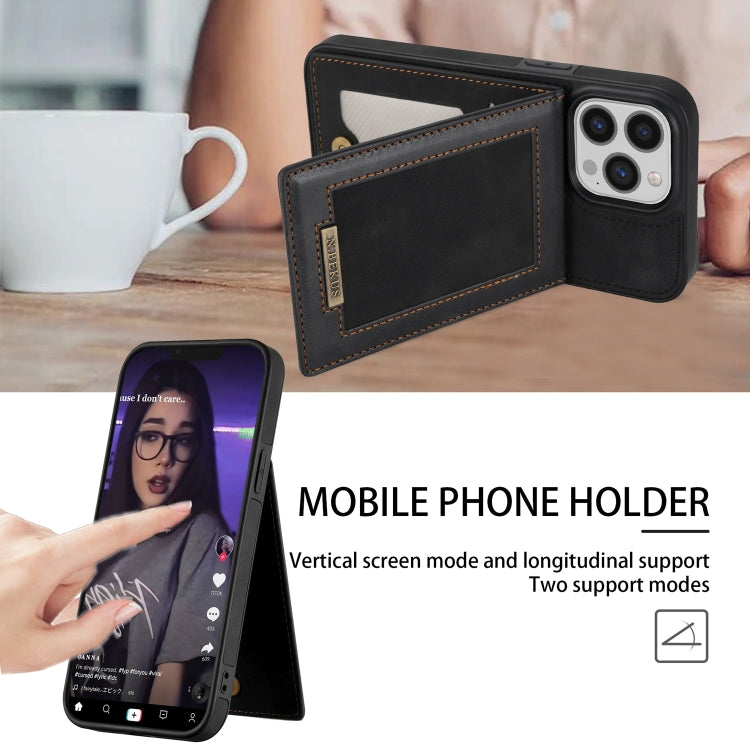 For iPhone 14 Pro N.BEKUS Vertical Flip Card Slot RFID Phone Case(Black) - HoMEdemic™ 